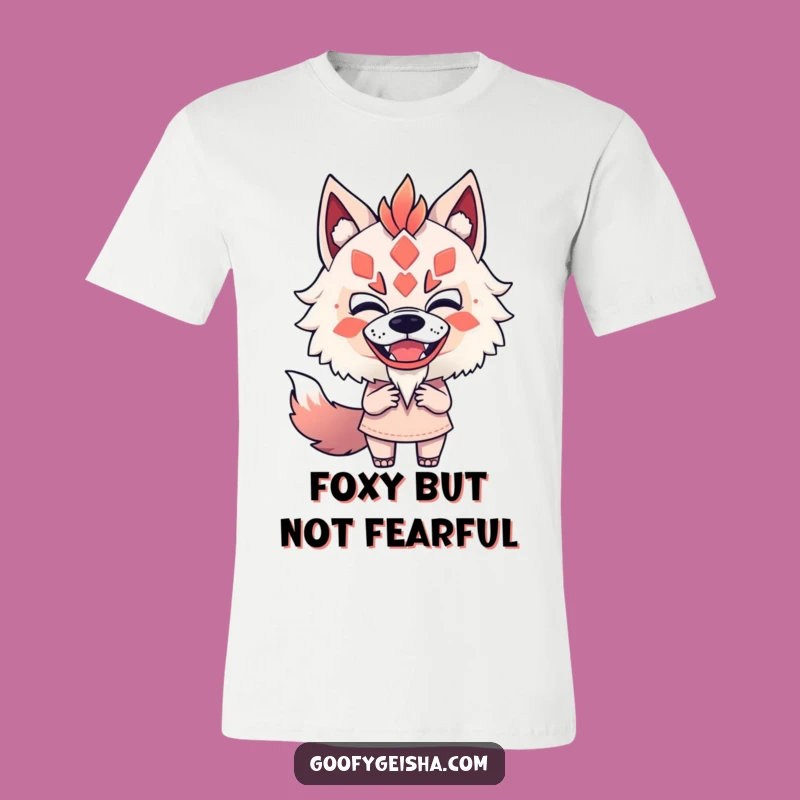 Funny Fearless Kitsune Mask Mimic T-Shirt: Playful Character Humor, Ideal Funny Gift