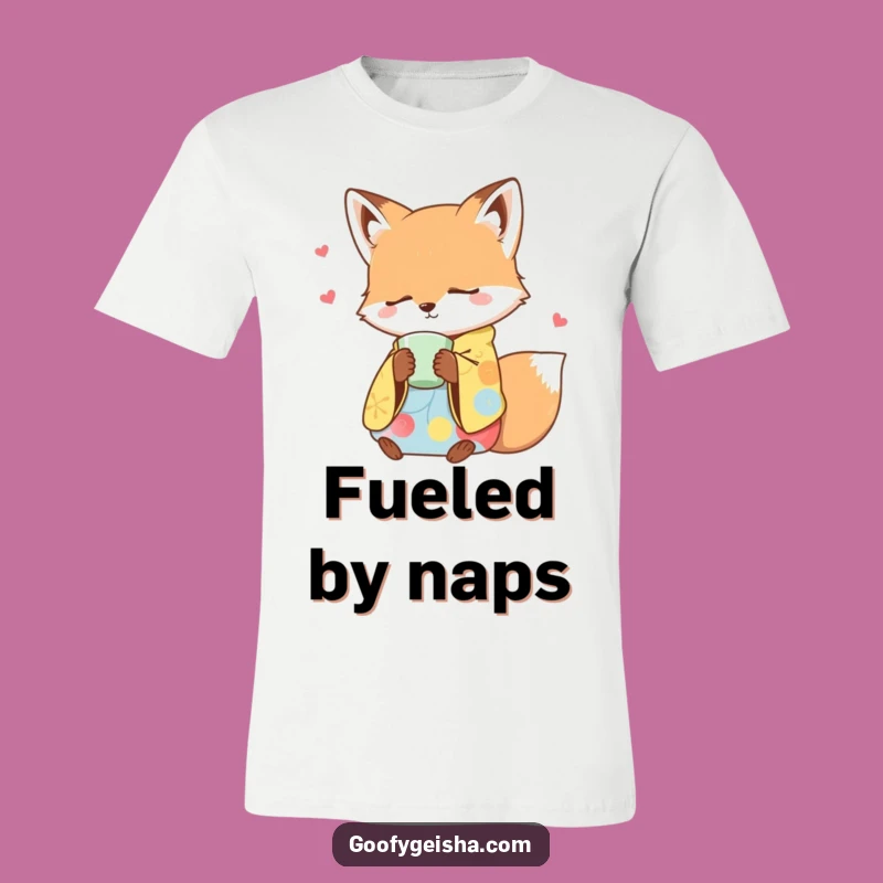 Funny Sleepy Fox Kimono T-Shirt - Relaxed Tea Drinker Comedy Tee Gift