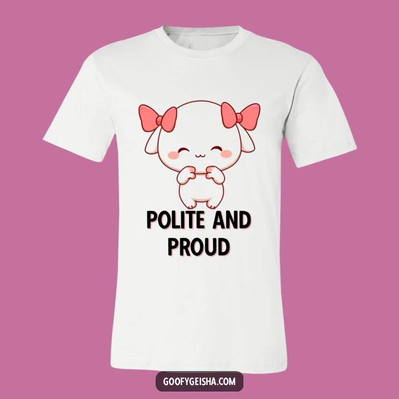 Funny Cheerful Bowing Character Tee - Playful Smile Shirt Gift