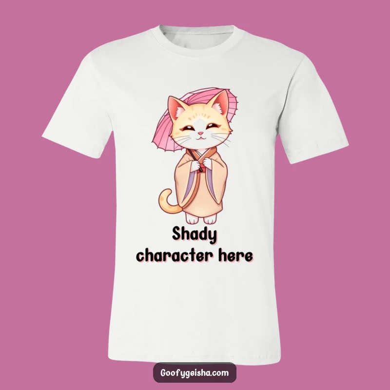 Funny Cat Kimono T-Shirt: Graceful Parasol Style, Great Humorous Gift