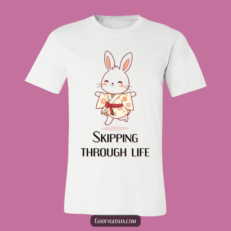 Funny Bunny Kimono T-Shirt: Bouncy Skipping Style, Great Humorous Gift