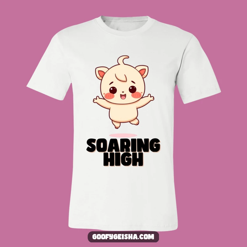 Funny Joyful Jumping Character Tee - Rosy Cheeks Leap of Fun Gift