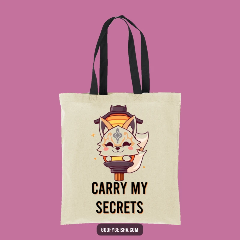 Funny Kitsune Tote Bag - Masked Character Lantern Shopping Bag