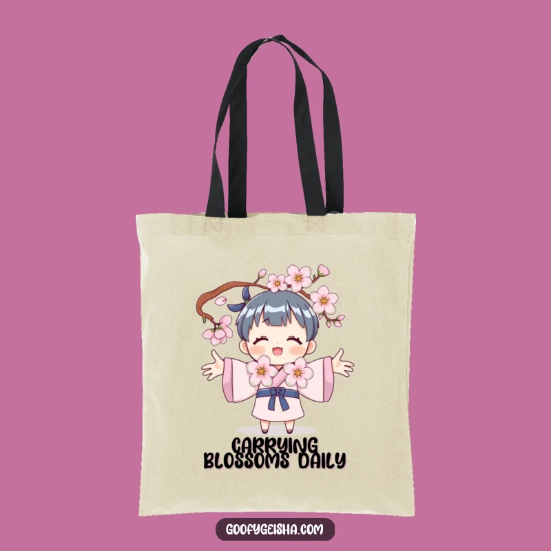 Funny Blossom Tote Bag: Hugging Character Design, Ideal Funny Gift for Shoppers