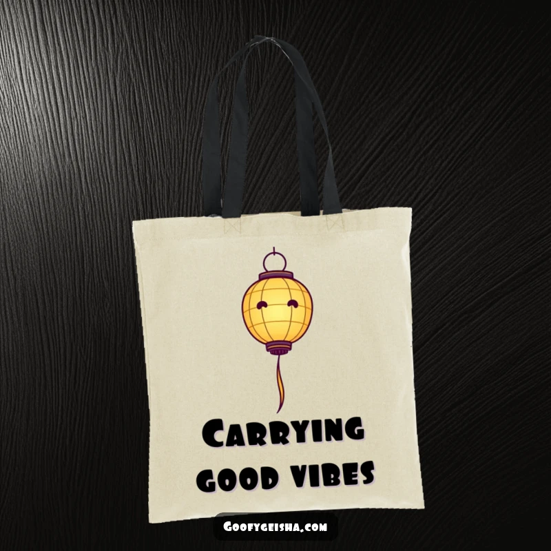 Funny Paper Lantern Tote Bag: A delightful design of a paper lantern character floating upwards with streamers, great for daily use.