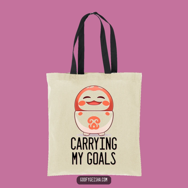 Funny Daruma Tote Bag: Upside Down Grin, Perfect Eco-Friendly Gift