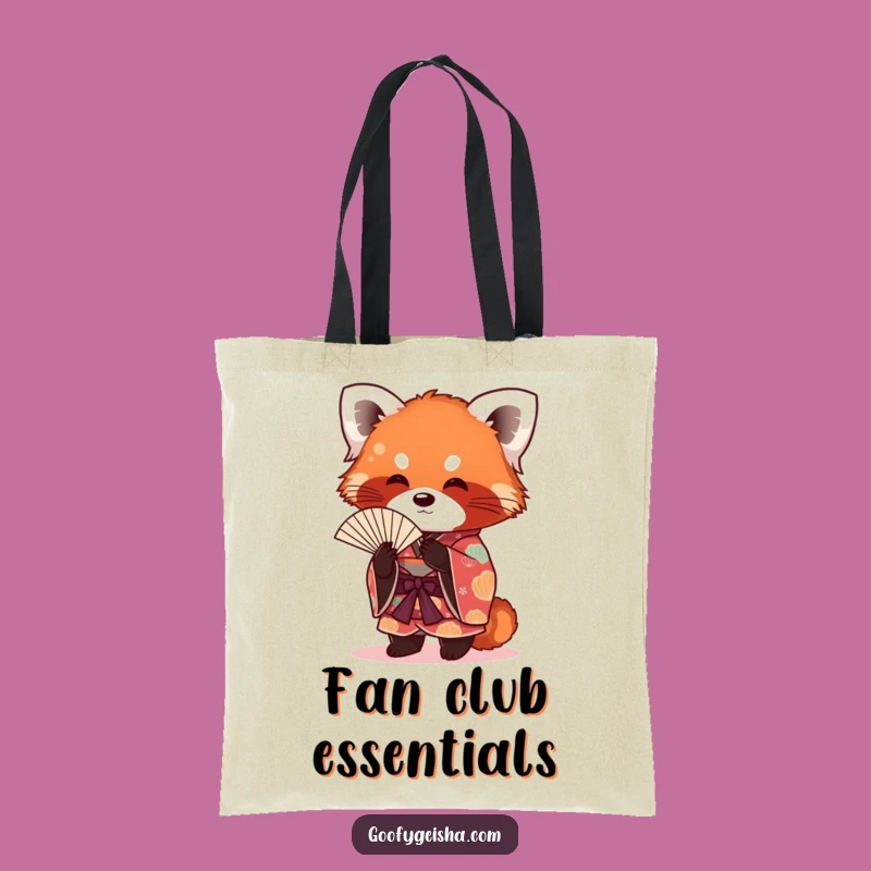Funny Red Panda Kimono Tote Bag: Stylish Fanning Accessory, Chic Humorous Gift