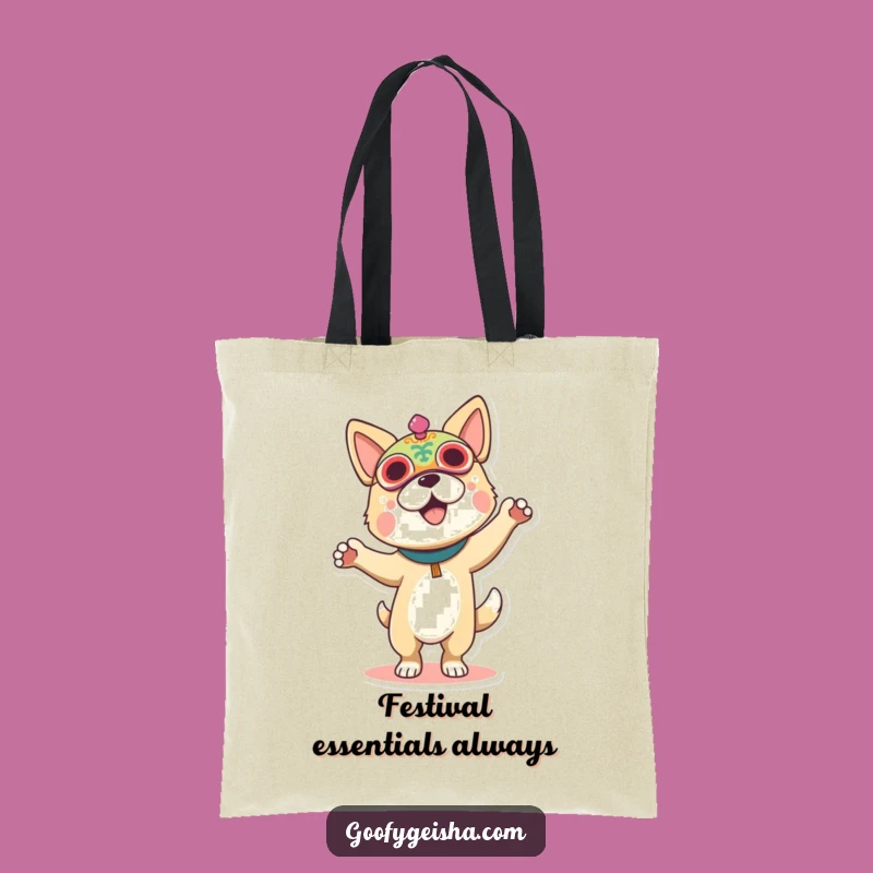 Funny Dog Festival Mask Tote Bag: Carry the Party in Hilarious Style