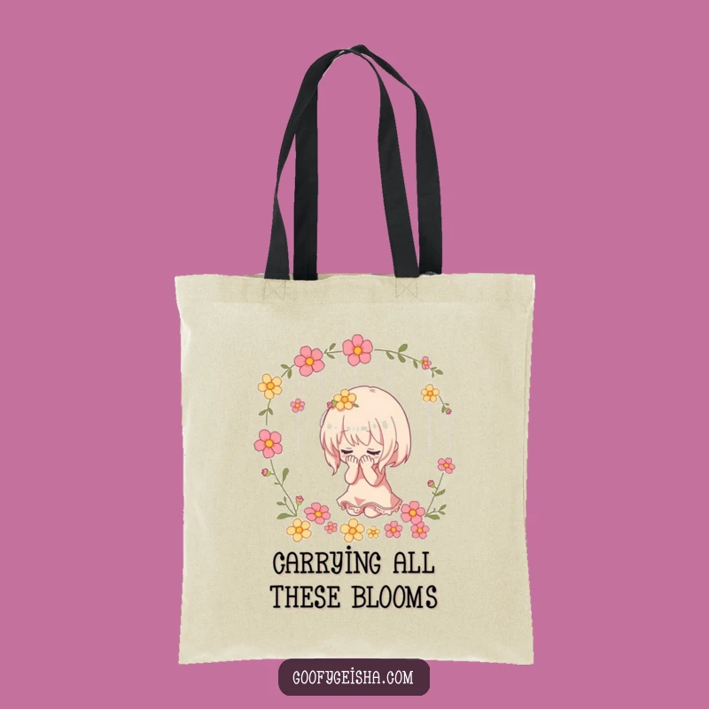 Funny Bowing Character Tote Bag: Dramatic Flowers, Stylish Funny Gift