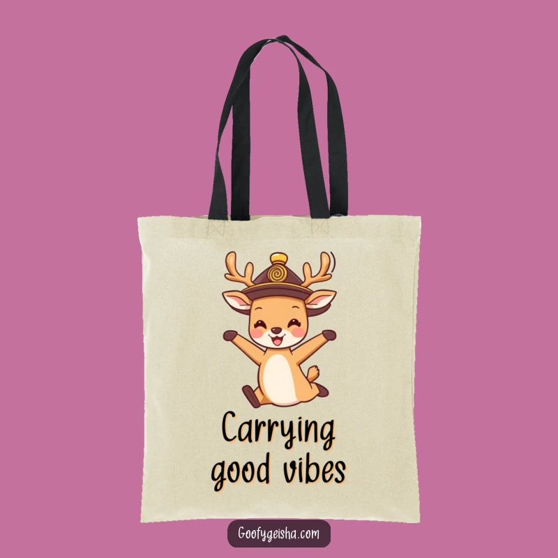 Funny Deer Jump Tote Bag: Happy Character Carryall, Perfect Funny Gift