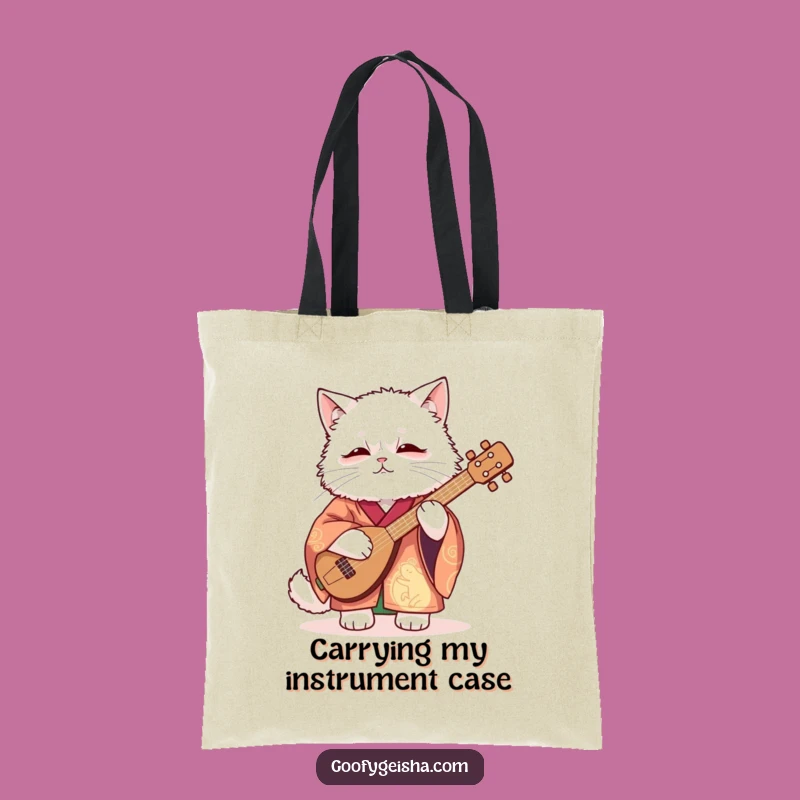 Funny Everyday Kimono Cat Tote: Shamisen Player Bag, Practical Funny Gift