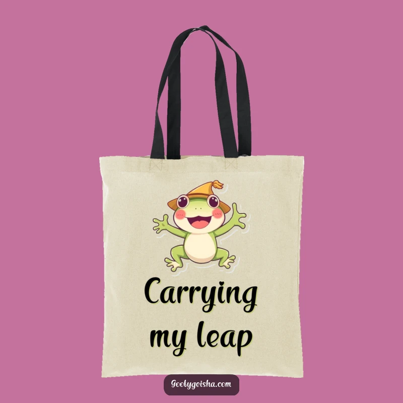 Funny Frog Jumping Tote Bag: Cheerful Character, Perfect Party Gift!