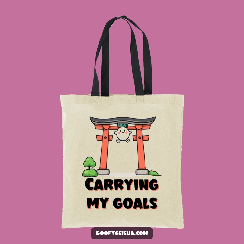 Funny Jumping Character Tote Bag Torii Gate Travel Gift