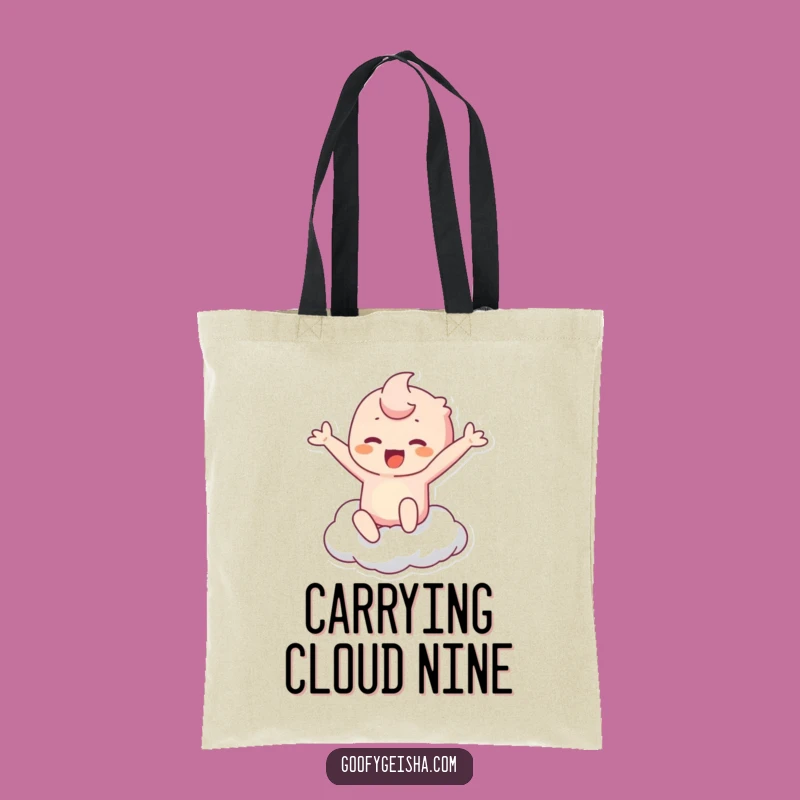 Funny Kawaii Cloud Leap Tote Bag: Hilarious Accessory for Happy Souls