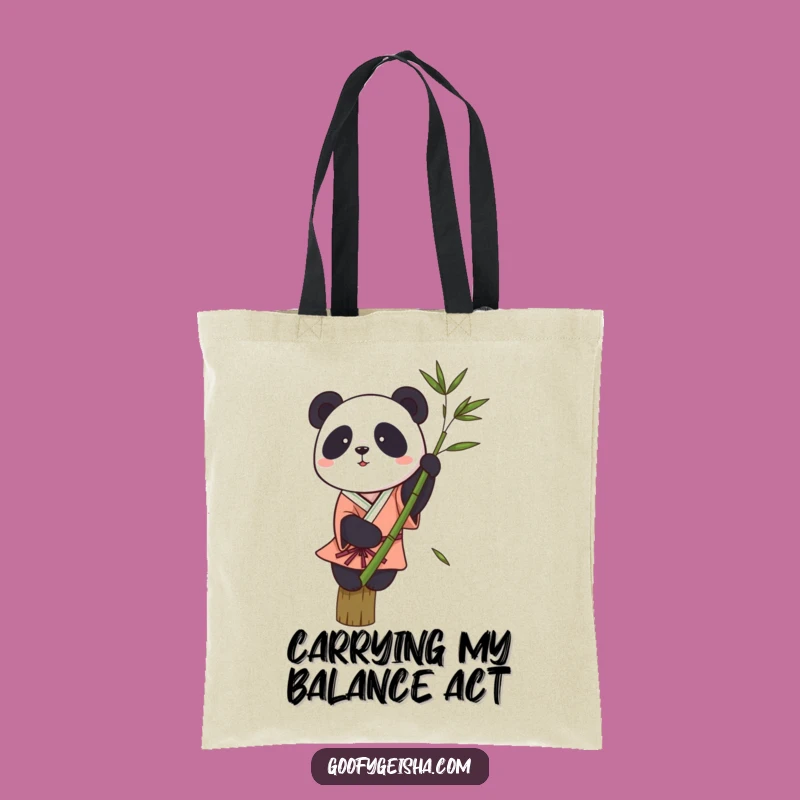 Funny Panda Kimono Tote Bag - Stylish Wobbly Balance Carry-All Gift