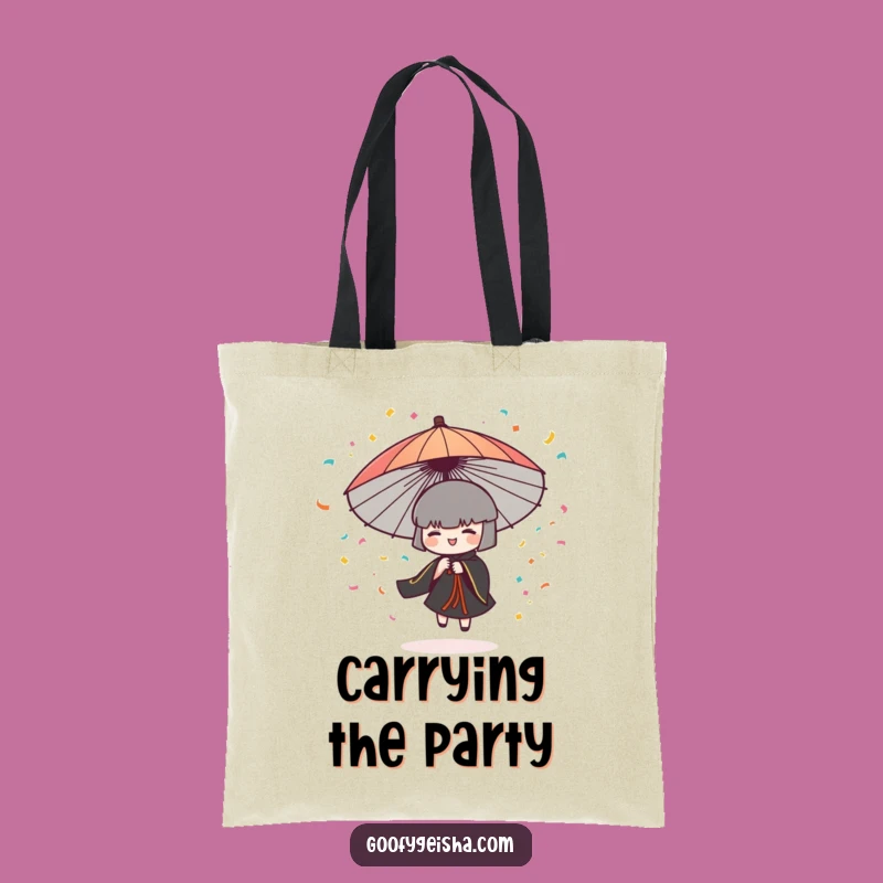 Funny Umbrella Character Tote Bag: Confetti Celebration, Perfect Eco-Friendly Gift