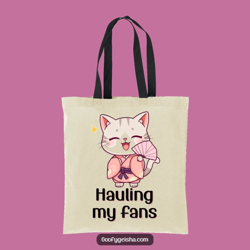 Funny Kawaii Cat Kimono Tote Bag: Cute Fanning Carryall, Perfect Funny Gift