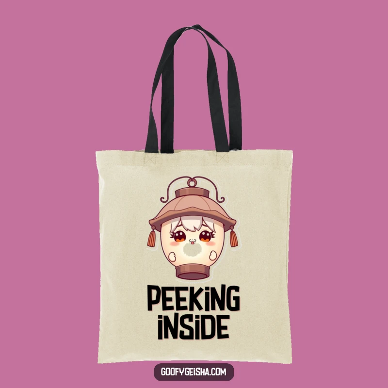 Funny Curious Peeking Character Lantern Tote Bag - Mystery Carryall Gift